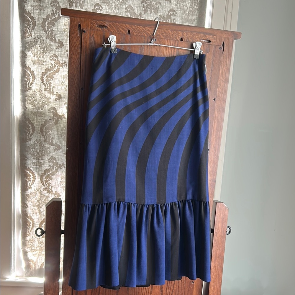 Dries Van Noten Blue and Black midi skirt